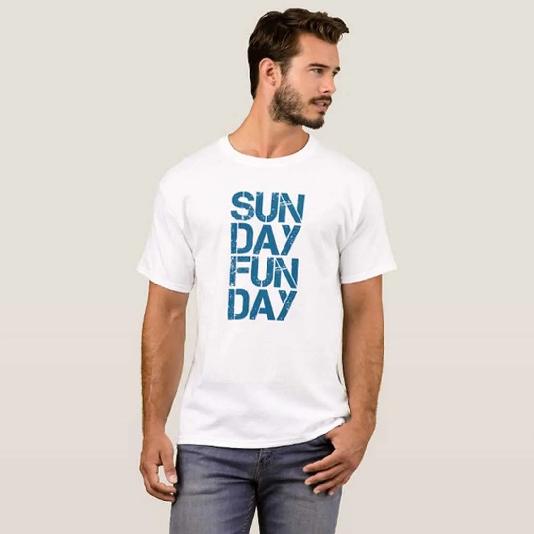 Nutcase Designer Round Neck Men's T-Shirt Wrinkle-Free Poly Cotton Tees - Sunday Fun Day