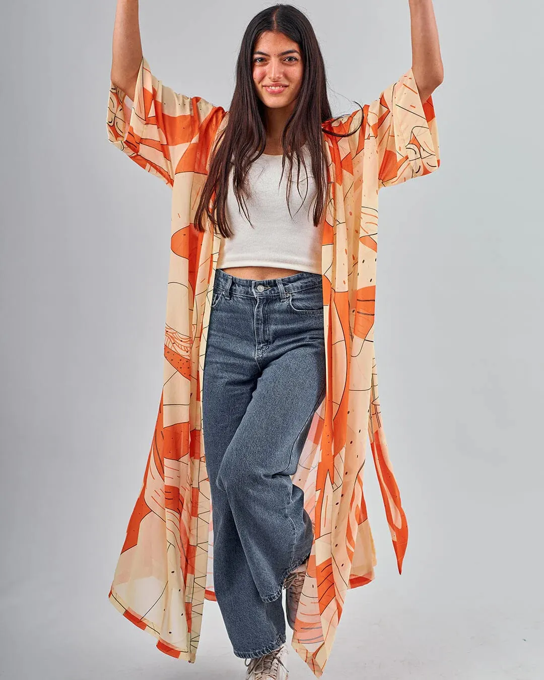 Orange Balloon - Chiffon Kimono - The Makeovr