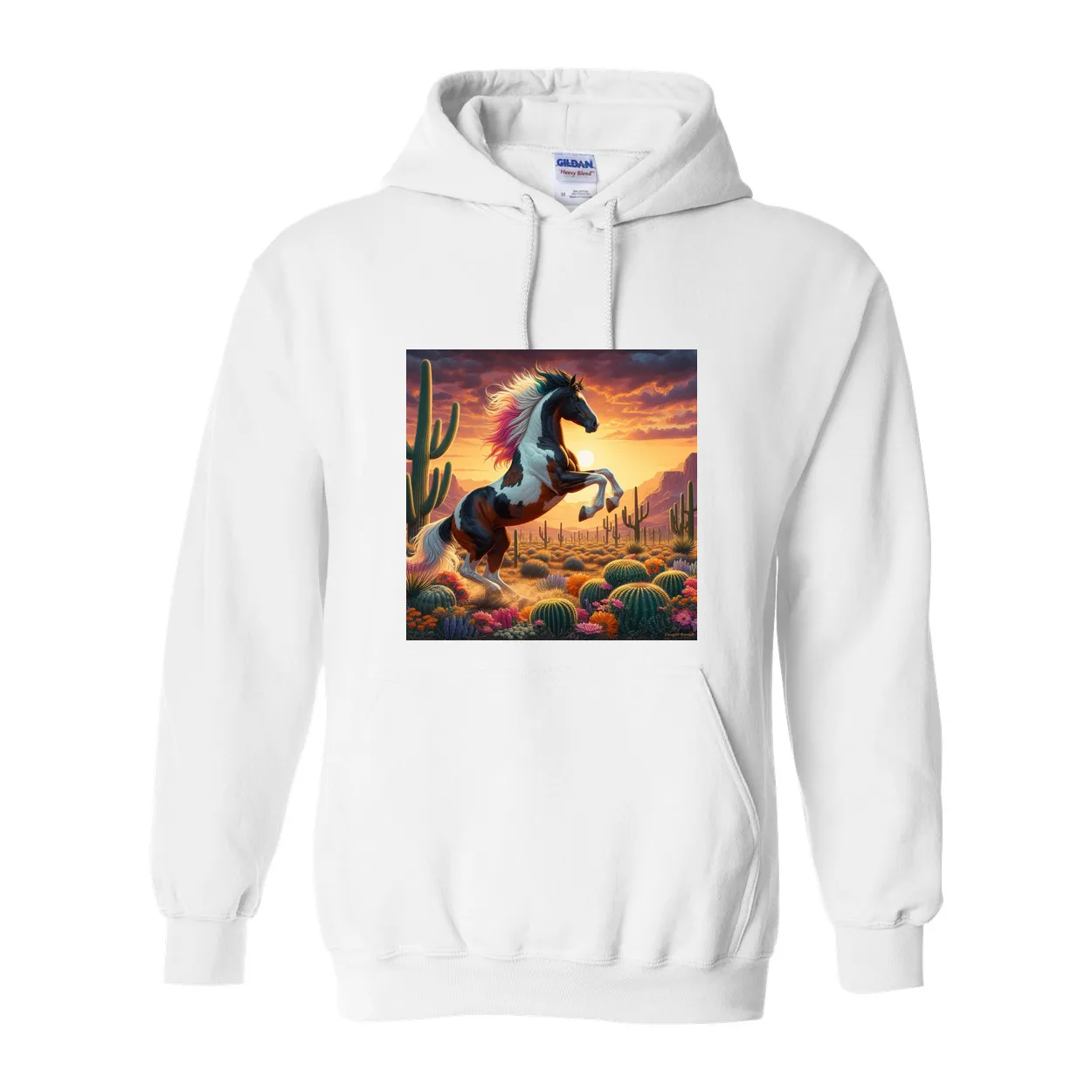 Painted Desert Horse Pull Over Front Pocket Hoodies