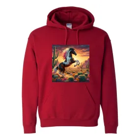 Painted Desert Horse Pull Over Front Pocket Hoodies