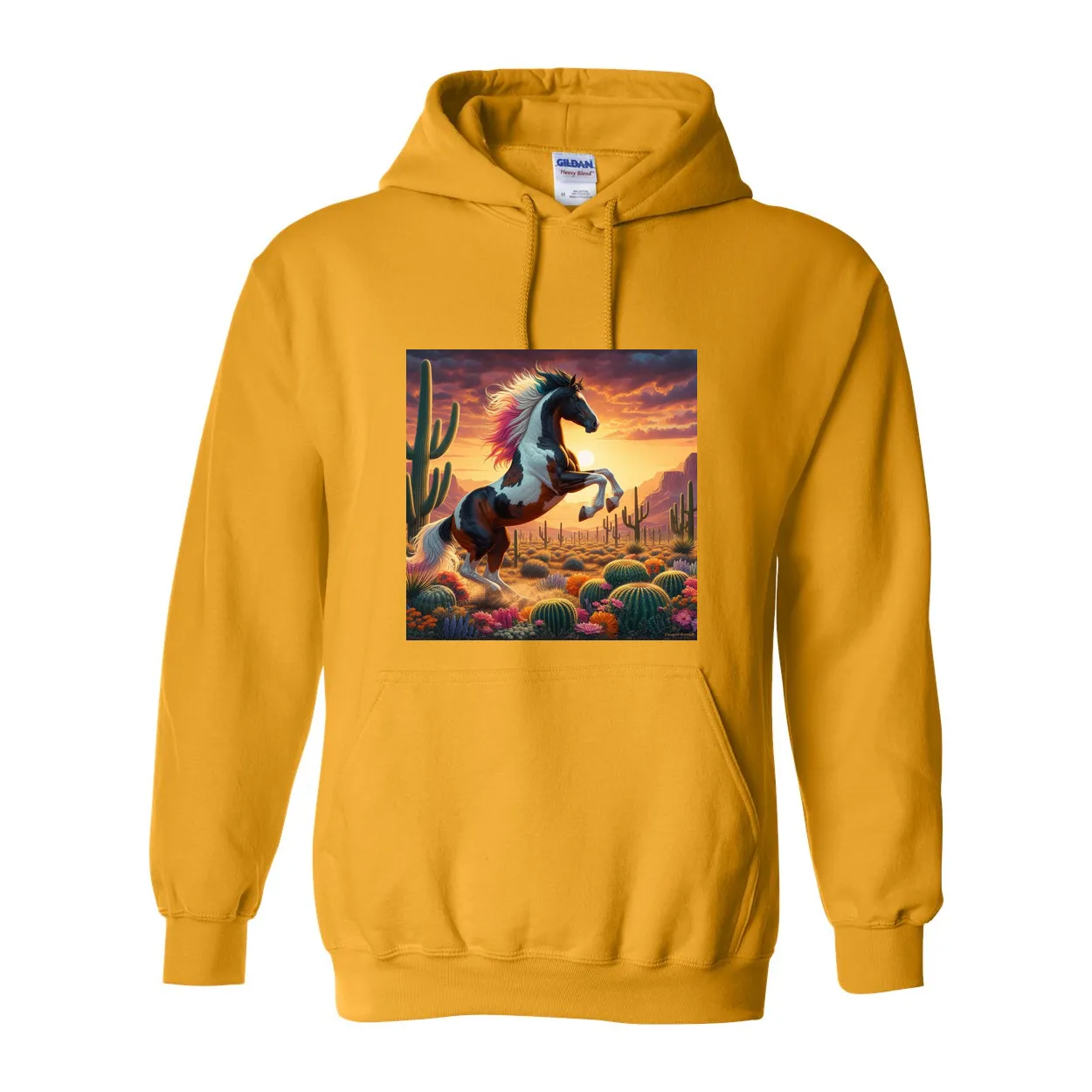 Painted Desert Horse Pull Over Front Pocket Hoodies