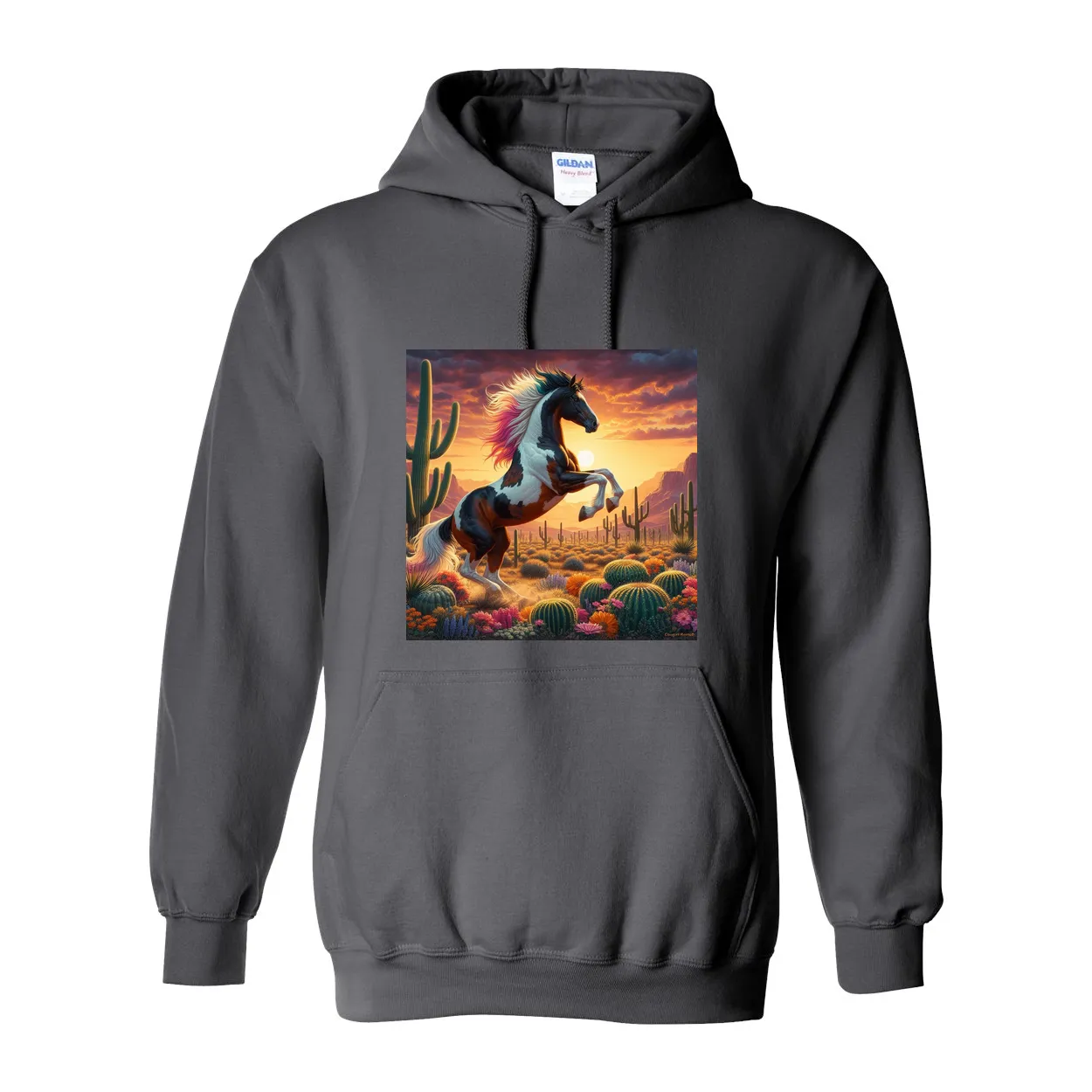Painted Desert Horse Pull Over Front Pocket Hoodies
