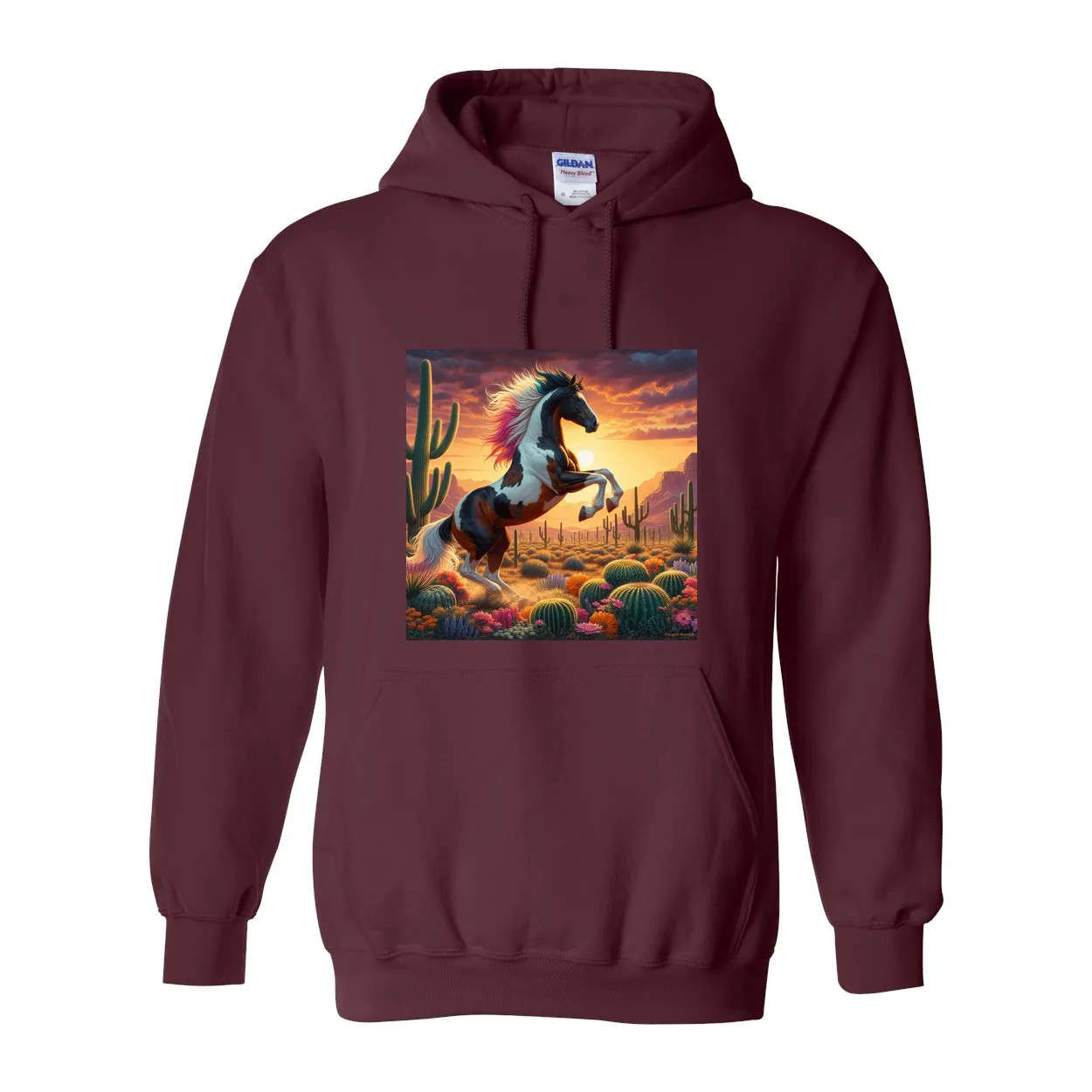 Painted Desert Horse Pull Over Front Pocket Hoodies