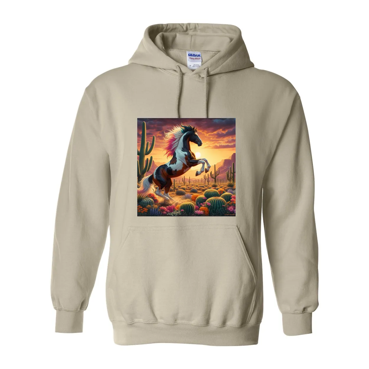 Painted Desert Horse Pull Over Front Pocket Hoodies