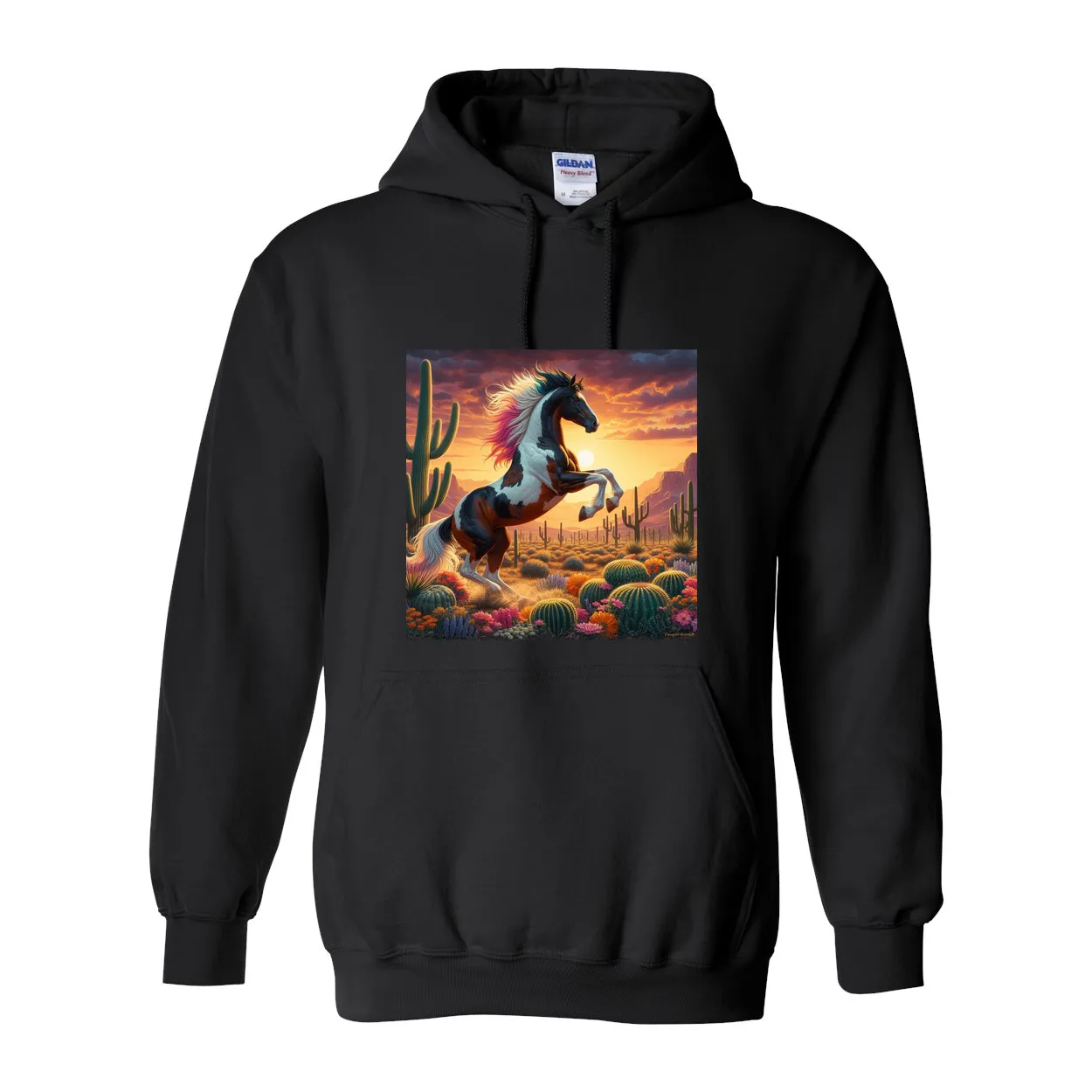 Painted Desert Horse Pull Over Front Pocket Hoodies
