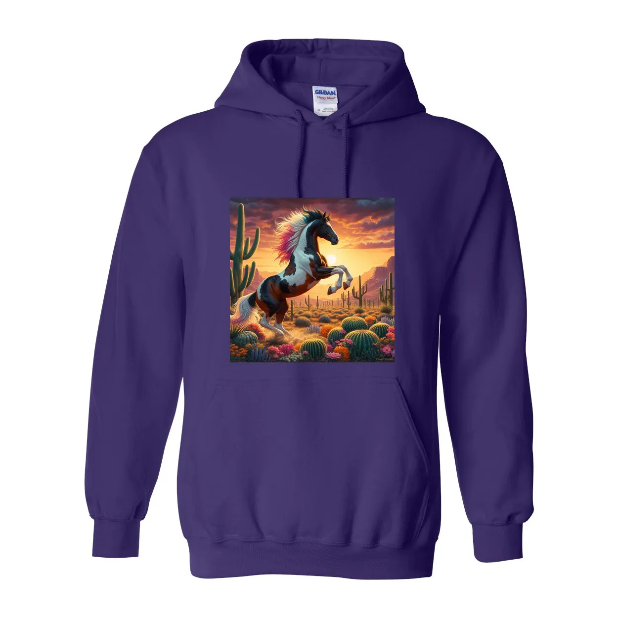 Painted Desert Horse Pull Over Front Pocket Hoodies