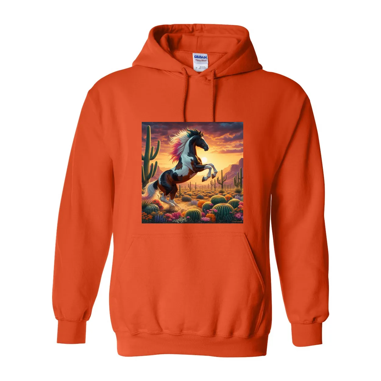 Painted Desert Horse Pull Over Front Pocket Hoodies