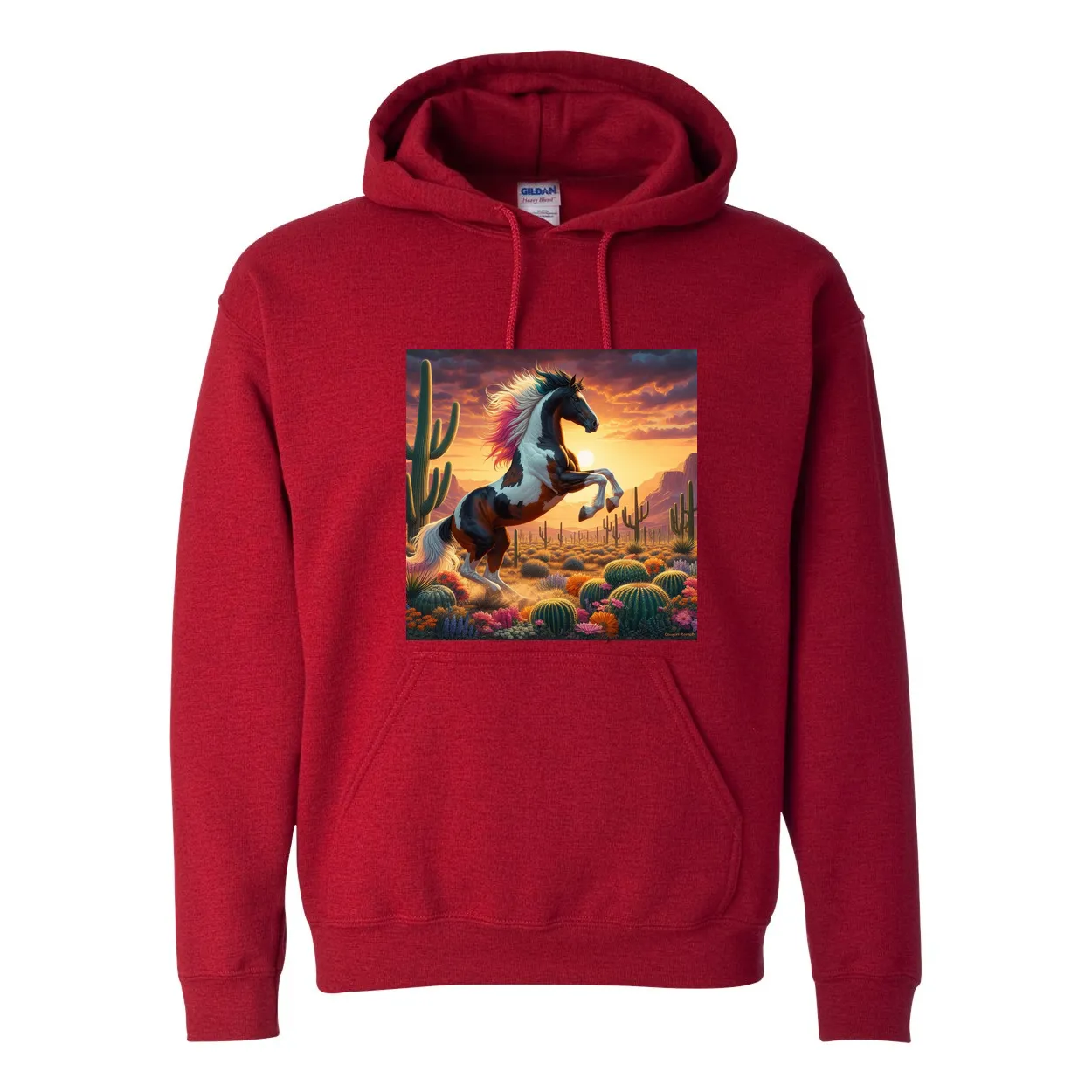 Painted Desert Horse Pull Over Front Pocket Hoodies