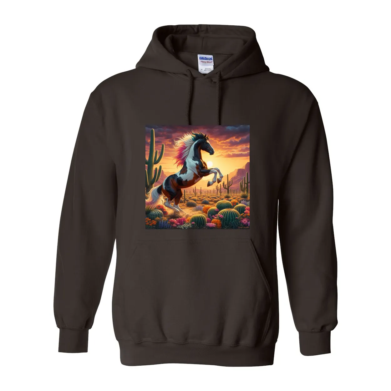 Painted Desert Horse Pull Over Front Pocket Hoodies