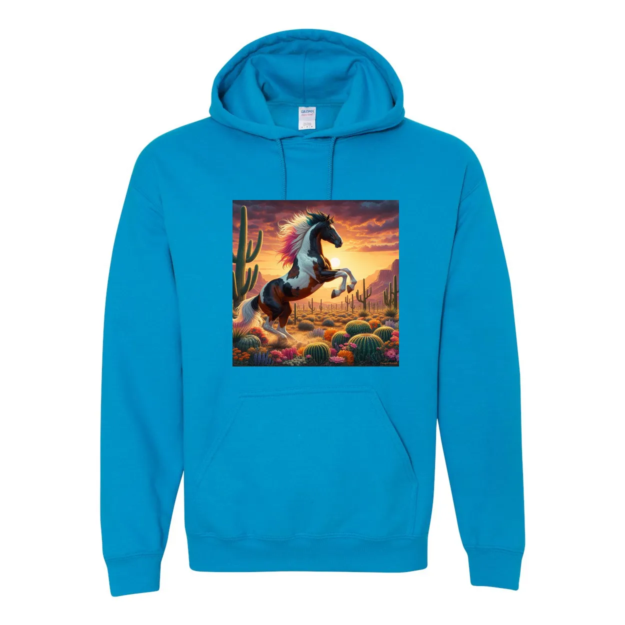 Painted Desert Horse Pull Over Front Pocket Hoodies