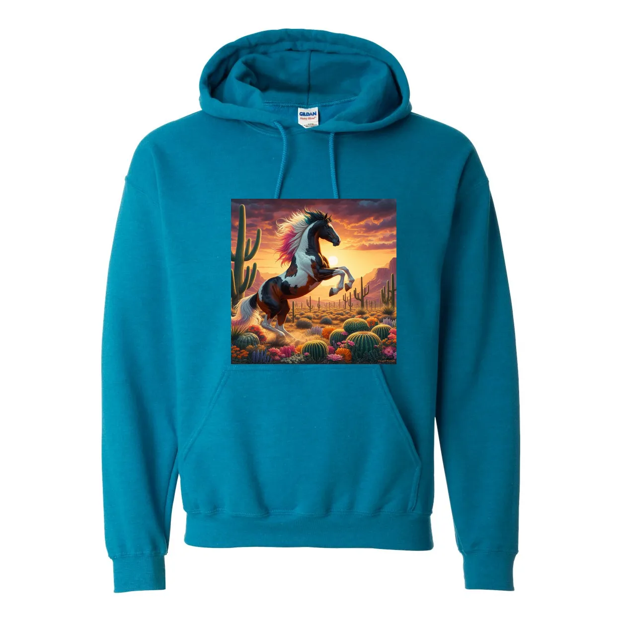 Painted Desert Horse Pull Over Front Pocket Hoodies