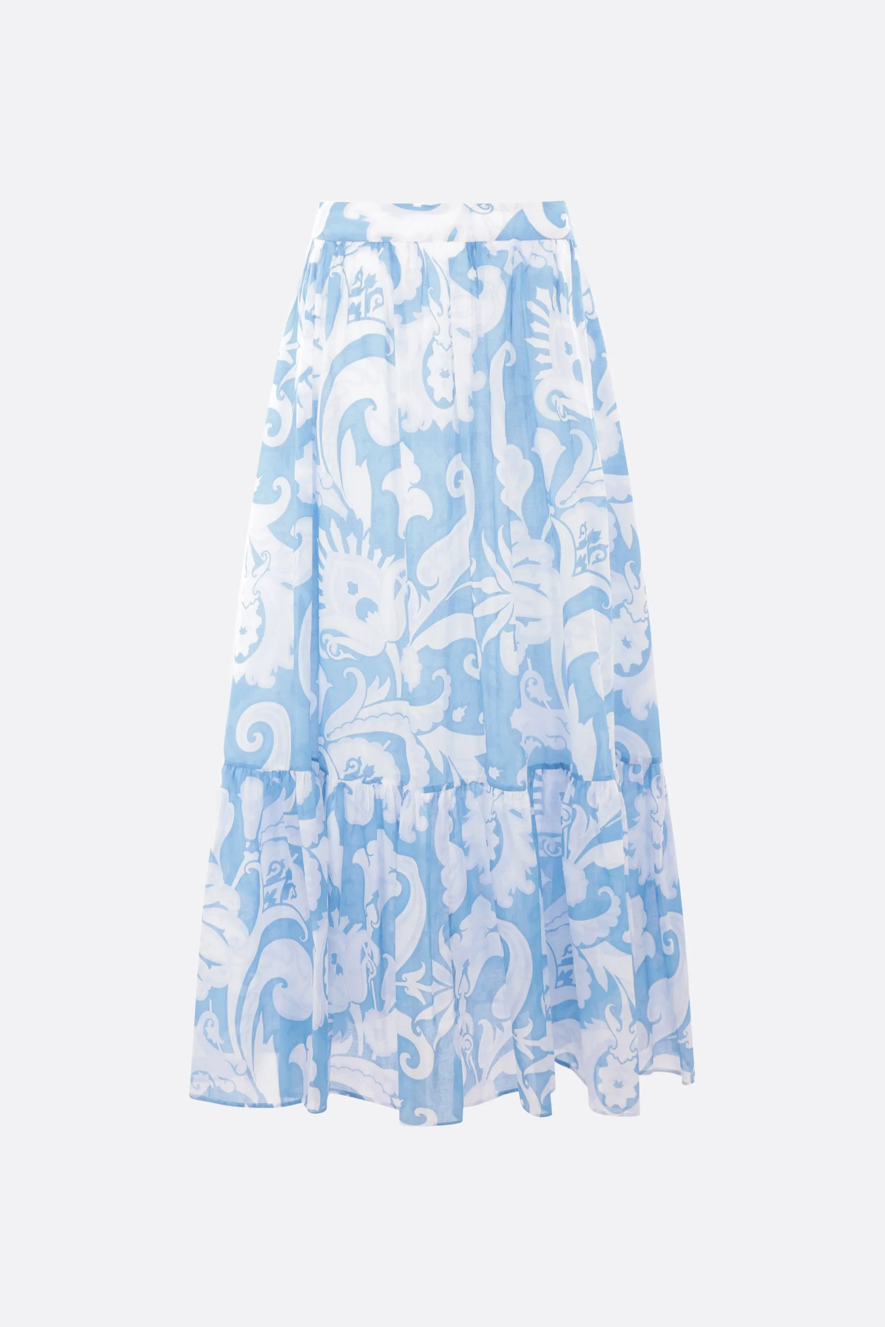 Paisley Print Cotton Long Skirt