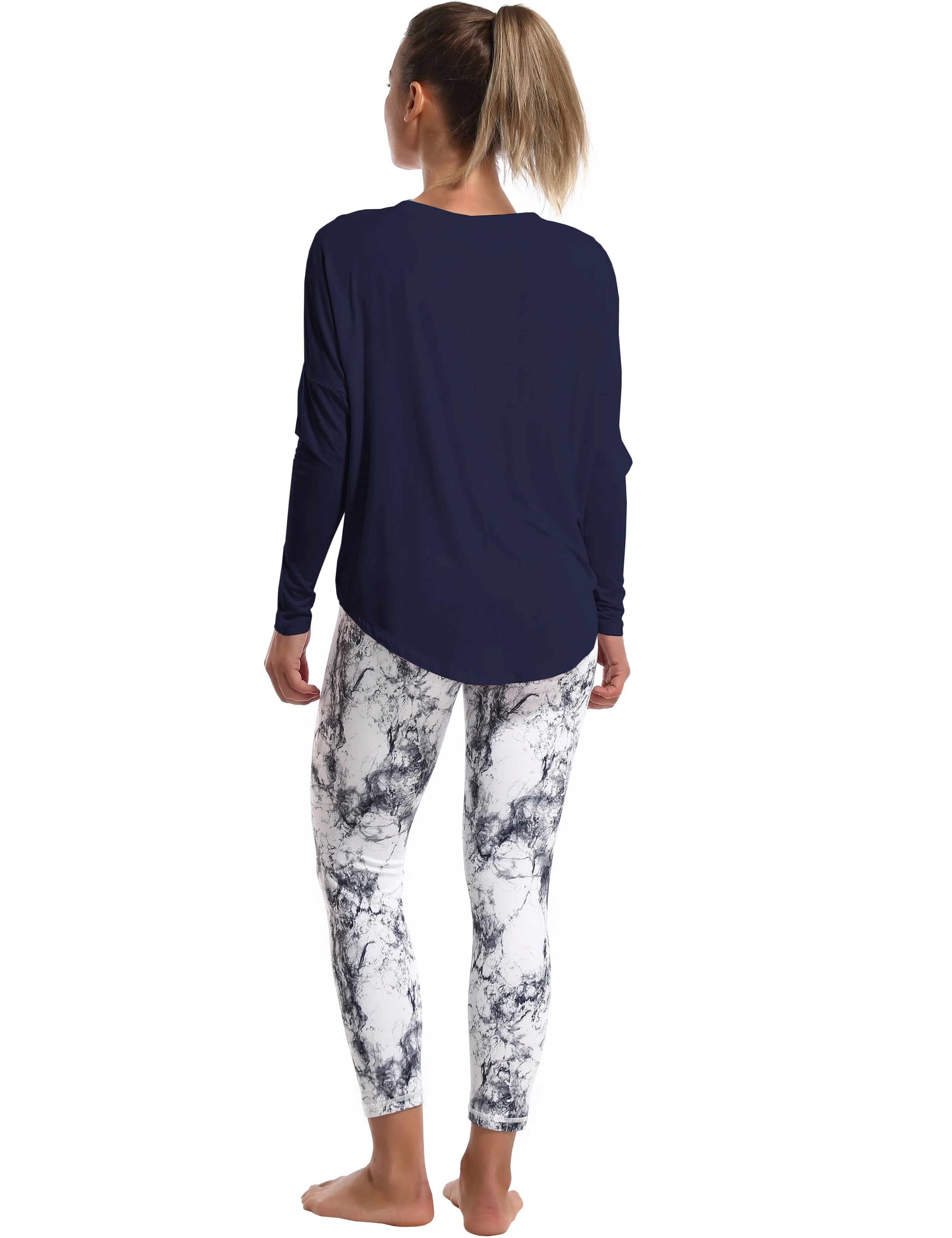 Pilates Batwing Tunic Tops darknavy_Pilates