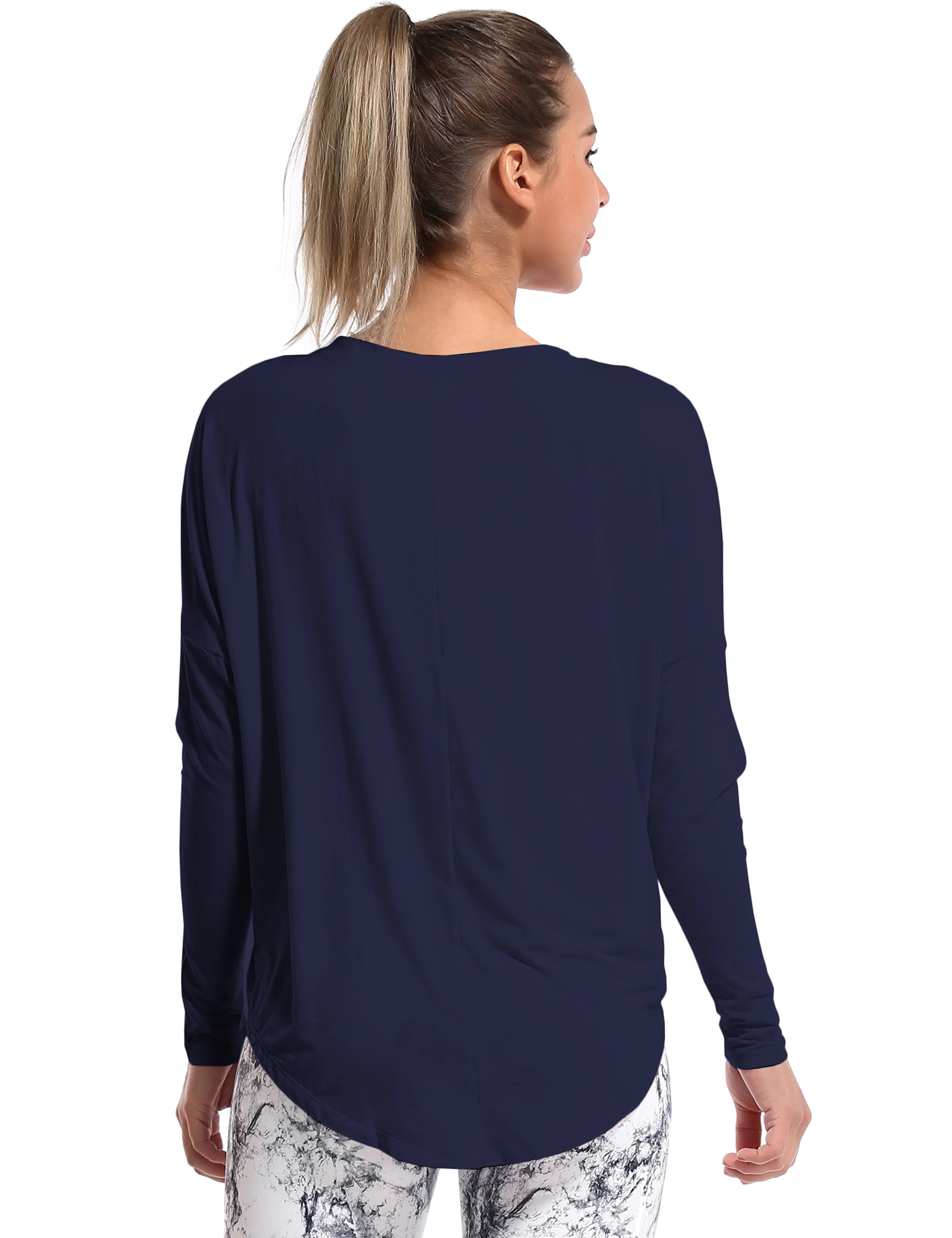 Pilates Batwing Tunic Tops darknavy_Pilates