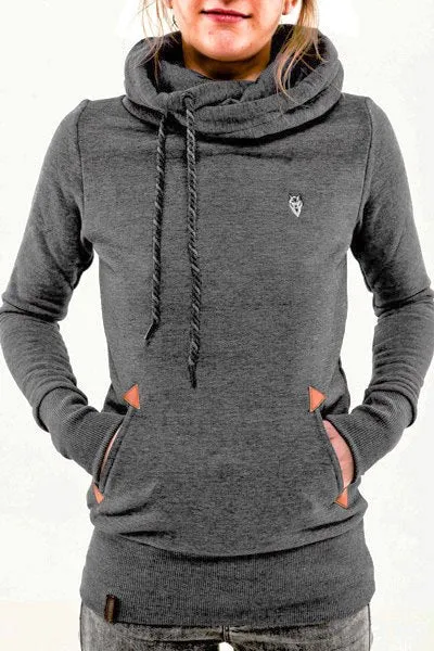 Popular Trendy Hooded Long Sleeved Pocket Embroidered Flower Sweatshirt Women Thick Outerwear