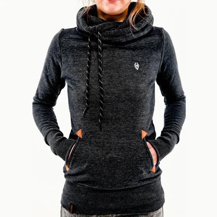 Popular Trendy Hooded Long Sleeved Pocket Embroidered Flower Sweatshirt Women Thick Outerwear