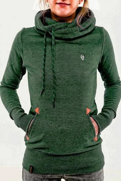 Popular Trendy Hooded Long Sleeved Pocket Embroidered Flower Sweatshirt Women Thick Outerwear