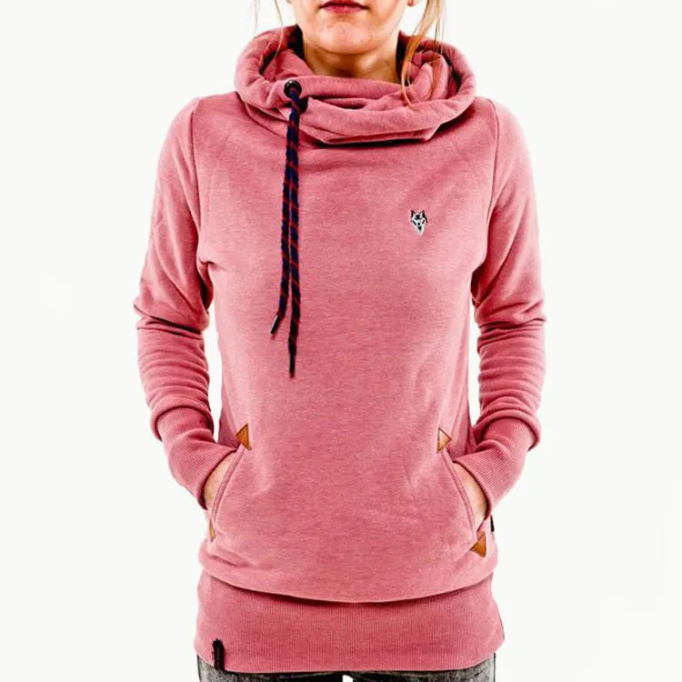 Popular Trendy Hooded Long Sleeved Pocket Embroidered Flower Sweatshirt Women Thick Outerwear
