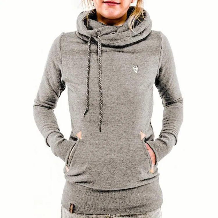 Popular Trendy Hooded Long Sleeved Pocket Embroidered Flower Sweatshirt Women Thick Outerwear