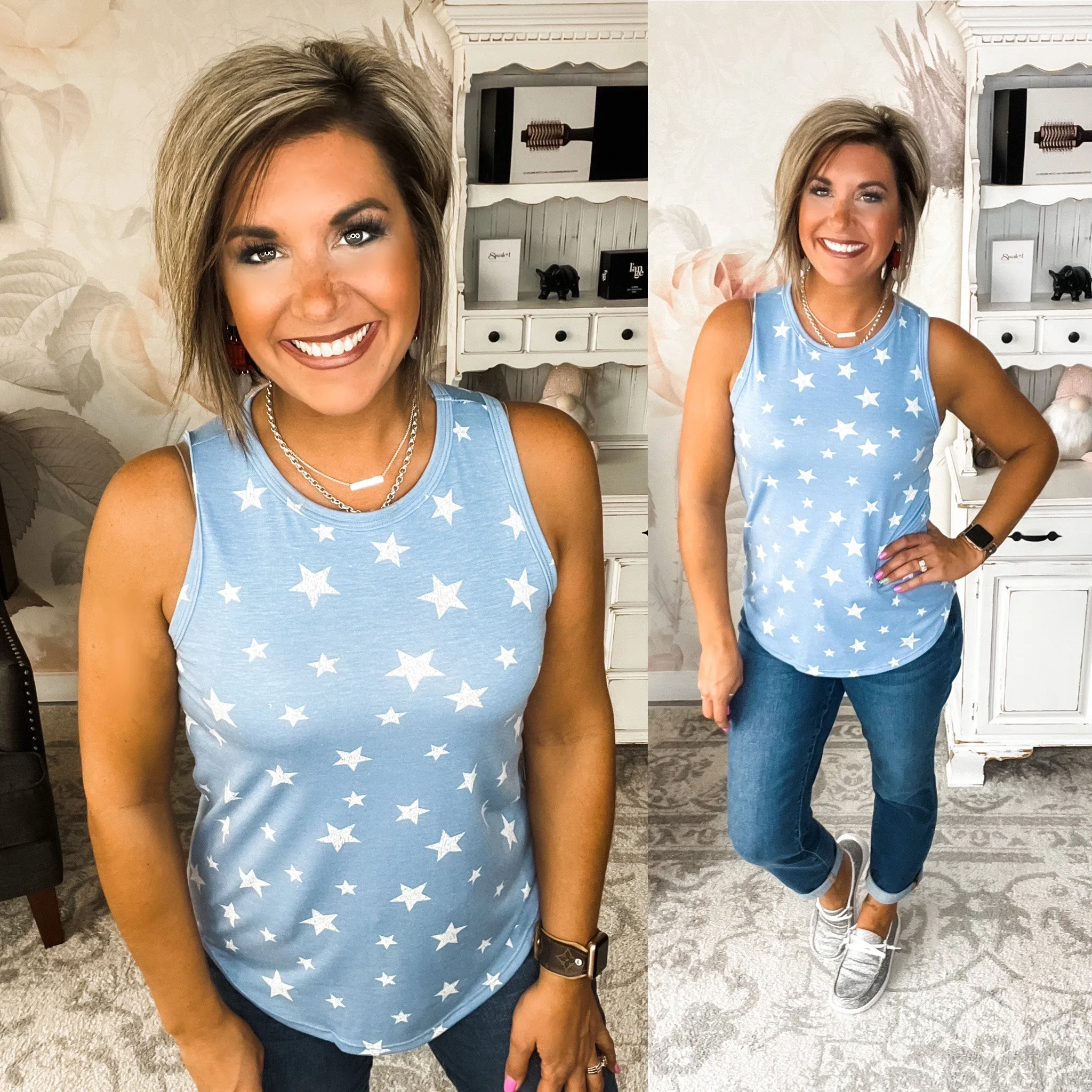 Stars Will Shine Muscle Tank - Powder Blue