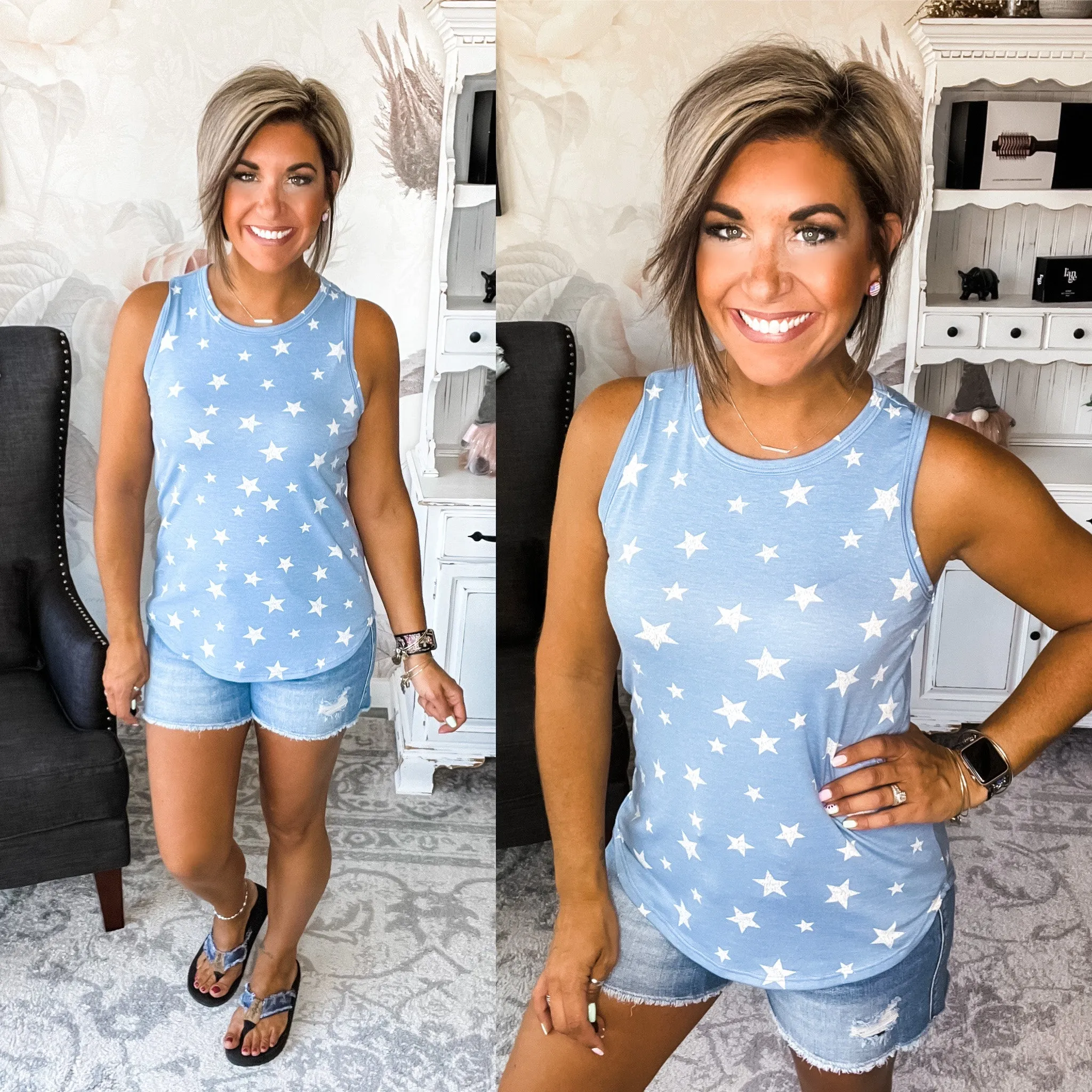 Stars Will Shine Muscle Tank - Powder Blue