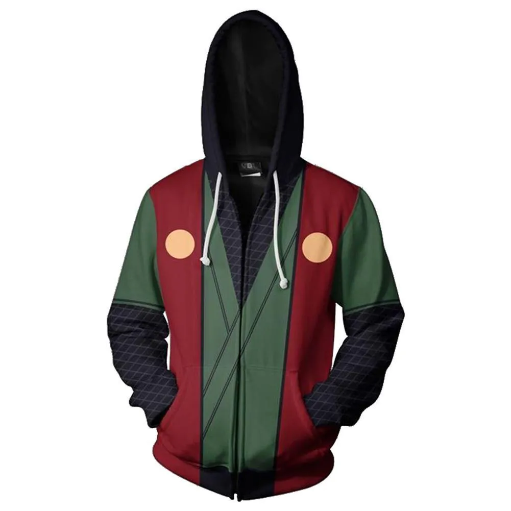 Unisex Jiraiya Hoodies Naruto Zip Up 3D Print Jacket Sweatshirt
