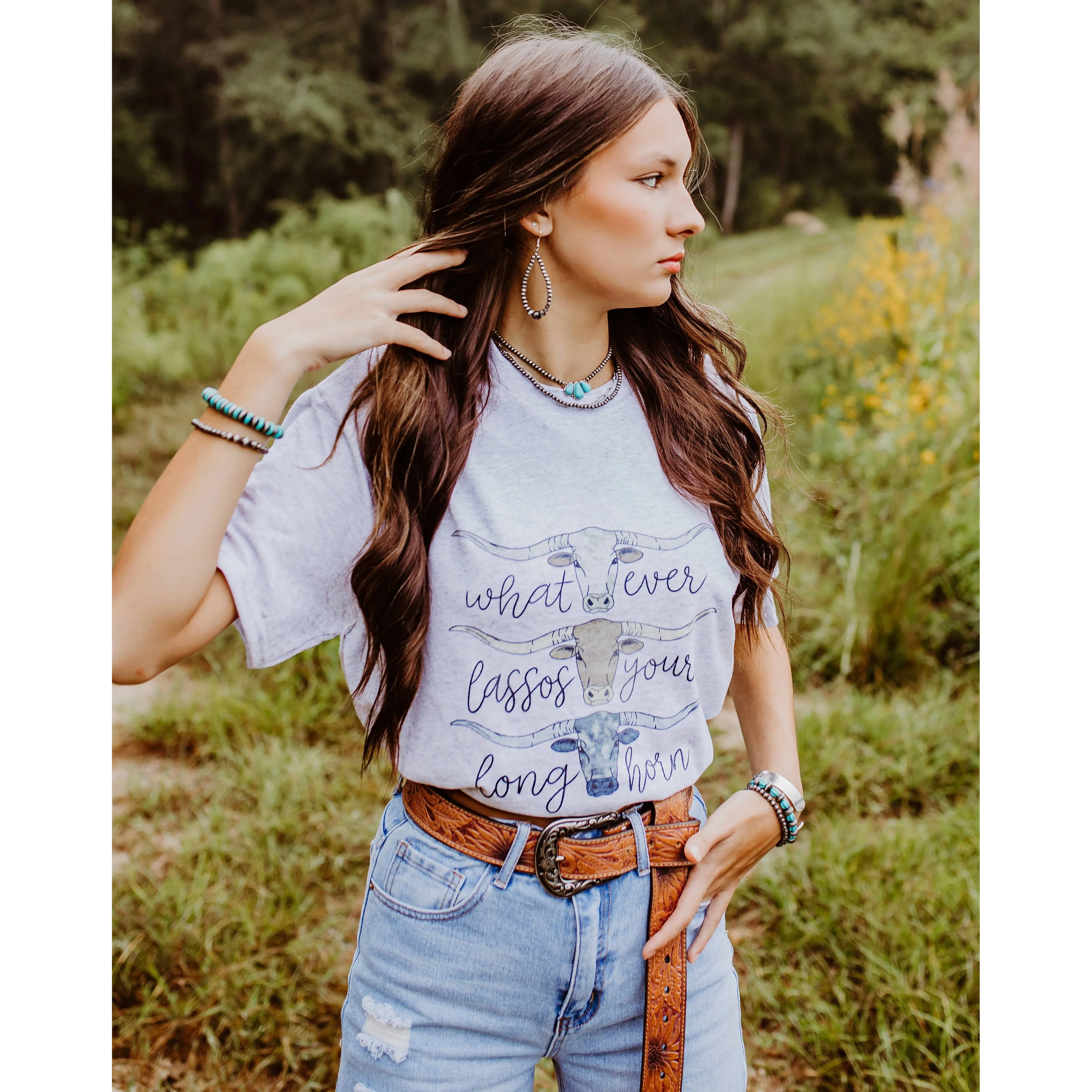 Whatever Lassos Your Longhorn Graphic Tee Shirt [Available in Medium and Large Only]