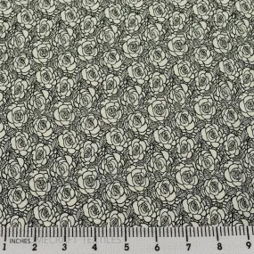 White & Navy Graphic Floral Cotton Print