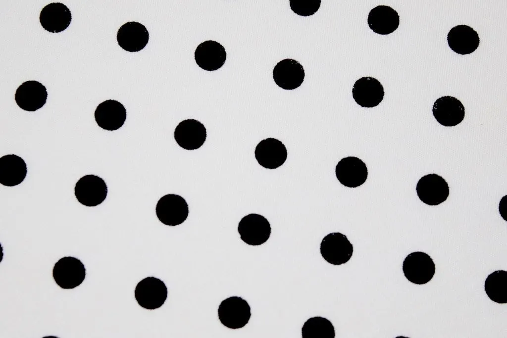 White Black Polka Dots Printed Cotton Rayon Fabric