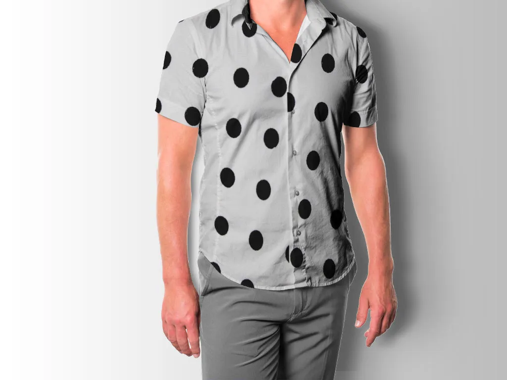 White Black Polka Dots Printed Cotton Rayon Fabric