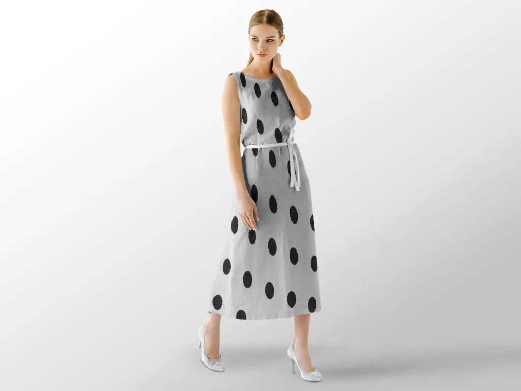 White Black Polka Dots Printed Cotton Rayon Fabric