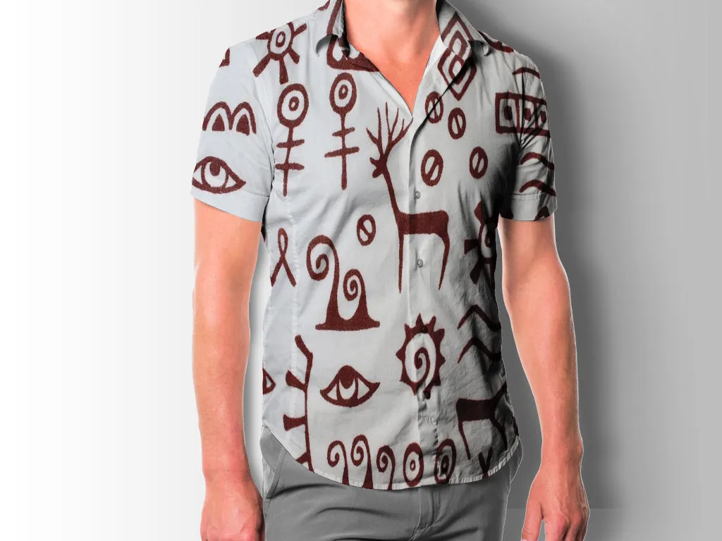 White Objects Printed Pure Viscose Rayon Fabric