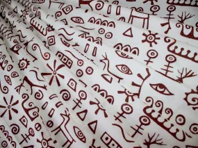 White Objects Printed Pure Viscose Rayon Fabric