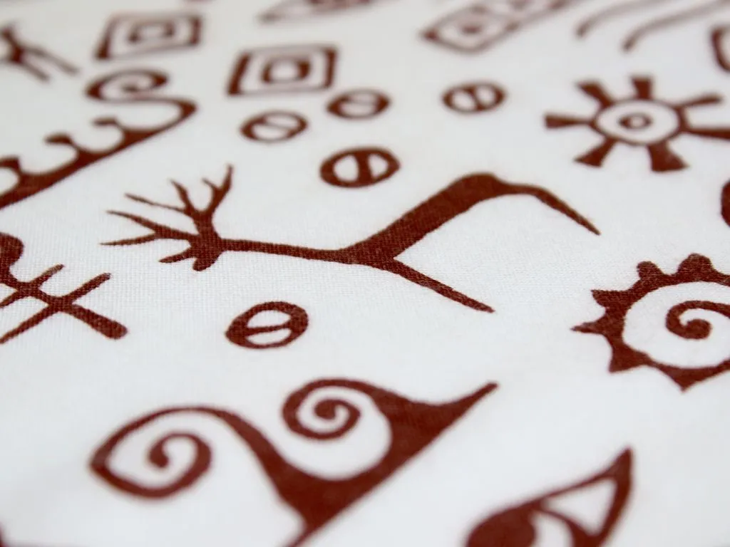 White Objects Printed Pure Viscose Rayon Fabric
