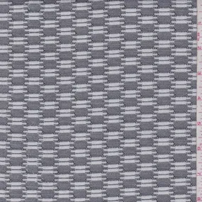 White/Black Deco Check Jacquard Double Knit Fabric