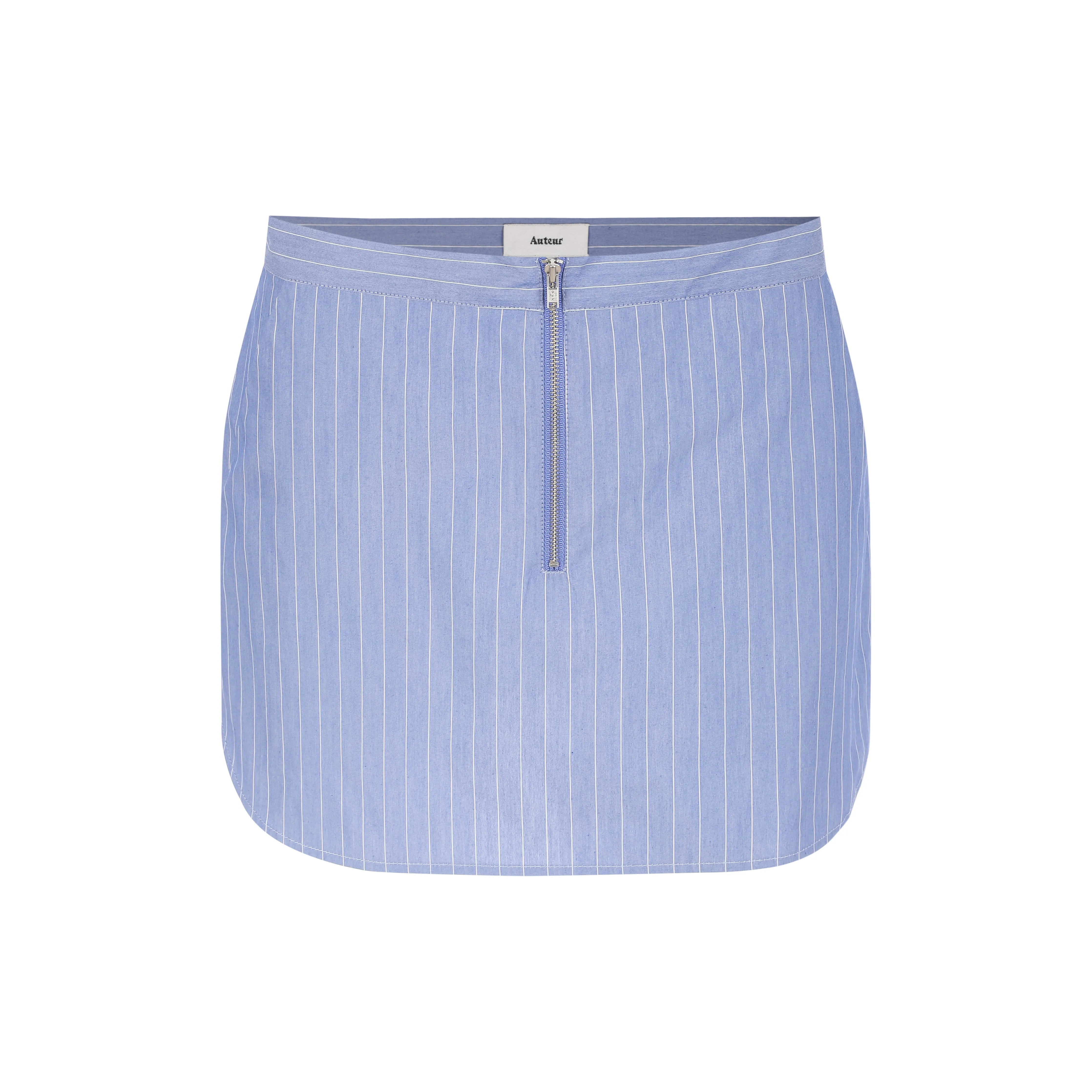 Yasmin Zip Up Skirt - Light Blue Pinstripe