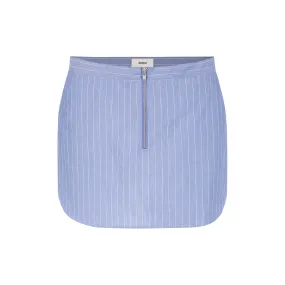 Yasmin Zip Up Skirt - Light Blue Pinstripe